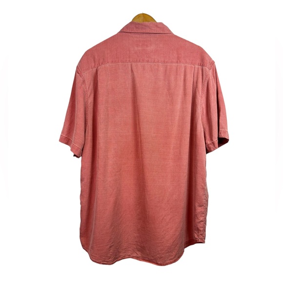 Nat Nast Mens Short Sleeve Red Button Down Shirt Size L Silk Cotton - Picture 2 of 11